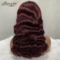 Wholesales Virgin Hair Super Double Drawn Ocean Wave WigsCheveux Naturels Perruques 13x4 Full Frontal Lace #99j Color Wigs