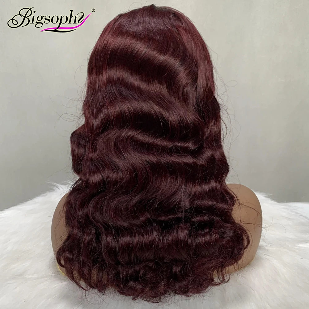 Wholesales Virgin Hair Super Double Drawn Ocean Wave WigsCheveux Naturels Perruques 13x4 Full Frontal Lace #99j Color Wigs