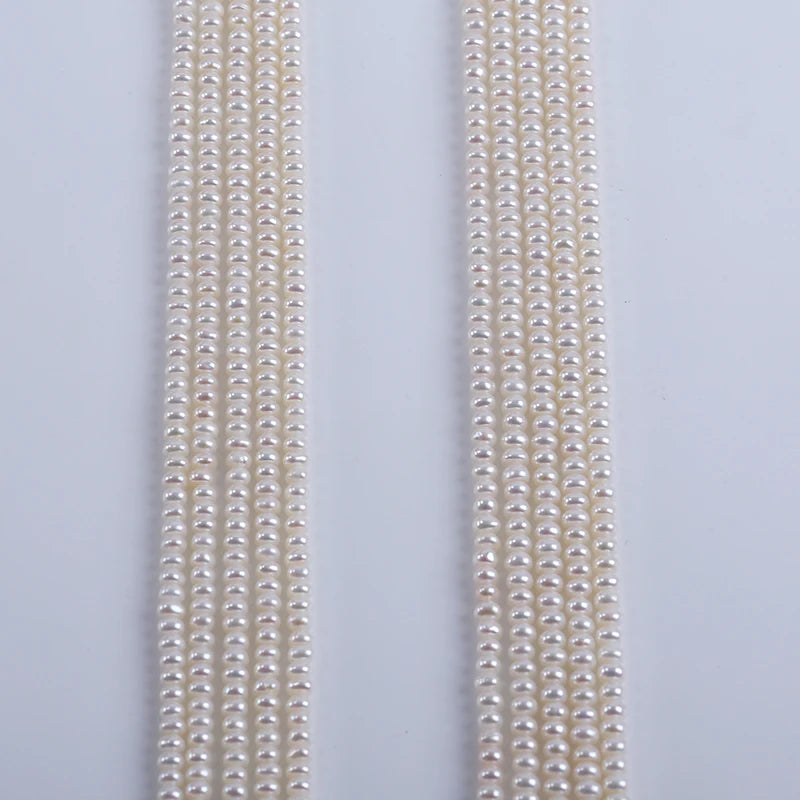 3.5-4mm/4-4.5mm Natural White Button Pearl Freshwater Pearls Beads Strand