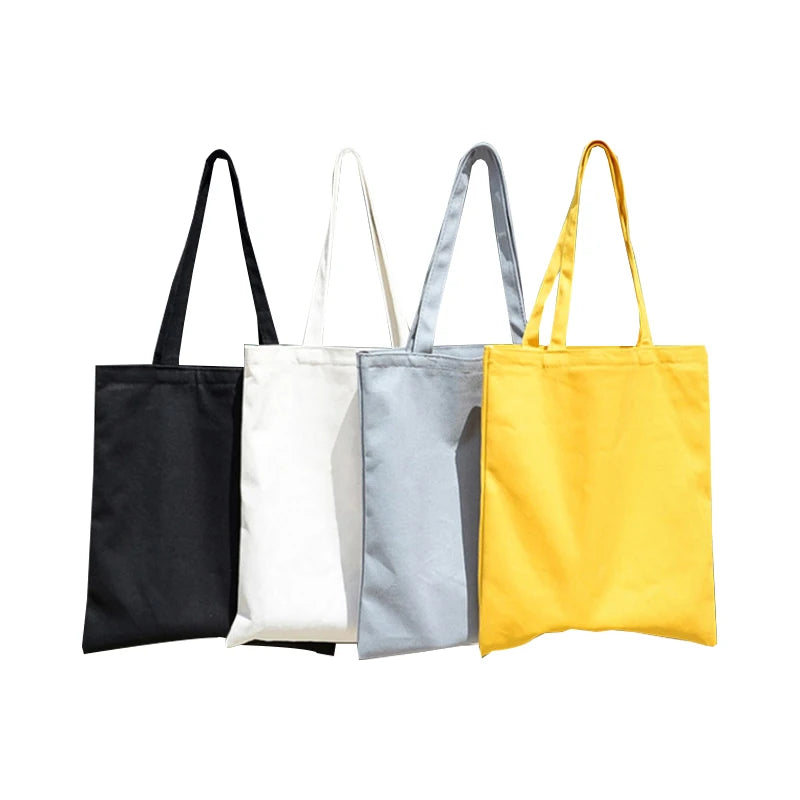 Custom Logo Silk-screen Printed Recyclable Plain Cotton Canvas Tote Bag with Long Rope and Ribbon Handle for Promotions