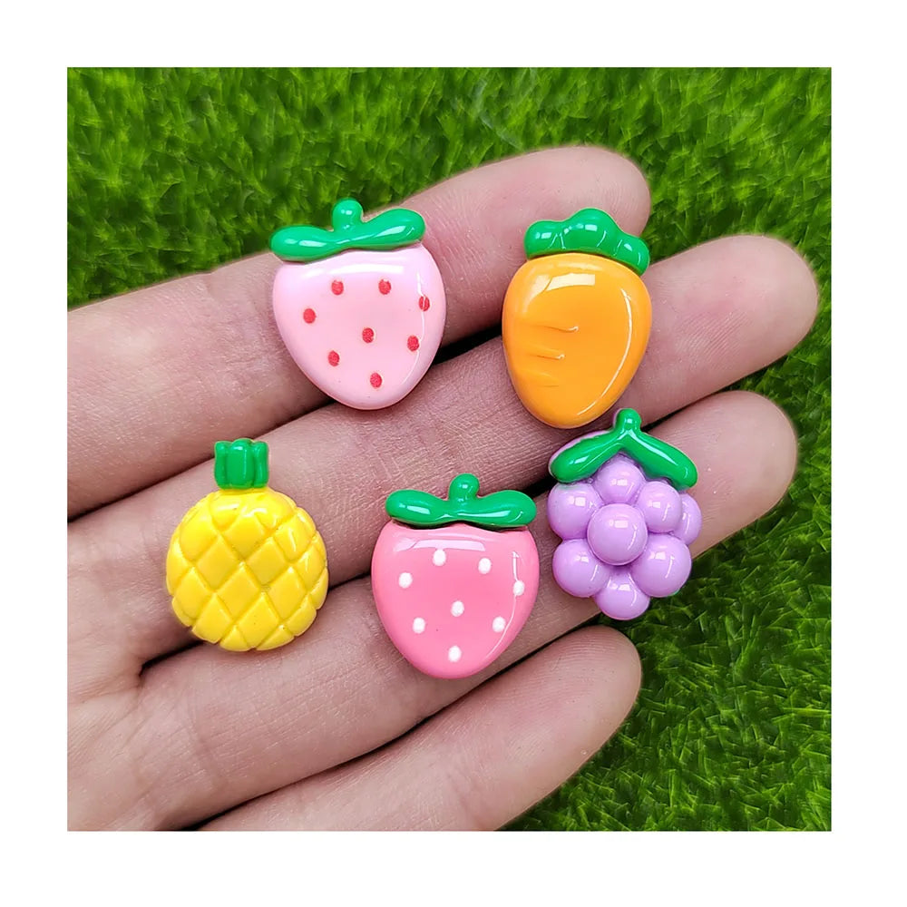 Fruit Artificial Resin Jewelry Charms Grapes Pineapple Strawberry Carrot Resin Earrings Pendants DIY Craft Gifts
