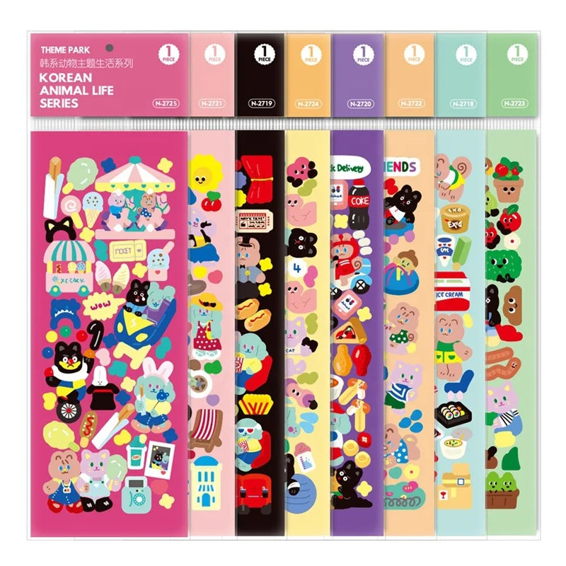 Kawaii Bear Series Funny Life Animal Korean Stickers for Girl Student Notebook Diary Scrapbook Diy Decorative Stickers
