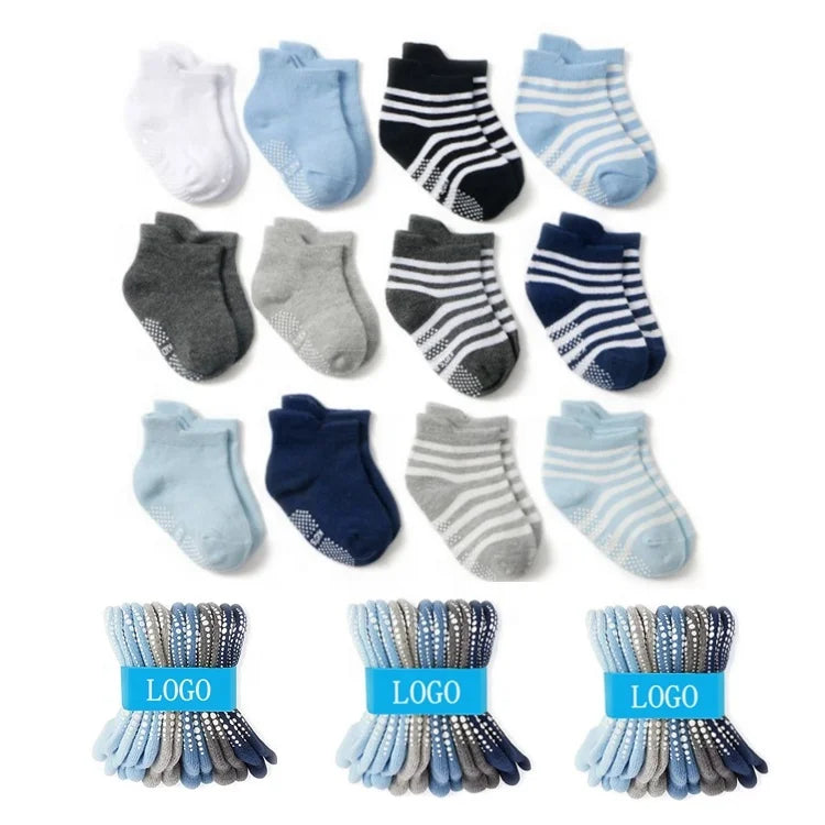 Multi-color Cotton Ankle Anti slip Striped Wholesale 6 Pack School Custom logo Black Boys Socks Kids