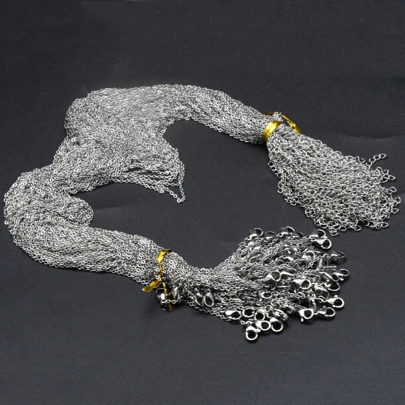 Factory Direct Sale Custom Length 1mm  Link Chain Stainless Steel Gold Plated Lobster Chain Necklace