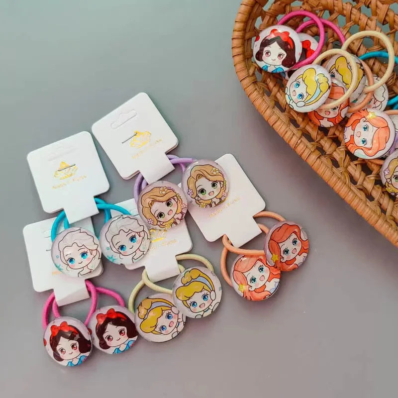 2022 New Korean Cute Princess Elsa Soft Elastic Fashion Rubber Band Children's Hair Accessories Baby Cartoon Hair Ties Hair Rope