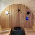 Enjoy Modern Red Cedar Barrel Outdoor Sauna Room with Solar Powered Dry Sauna Eco-Friendly Design for 4-6 Persons
