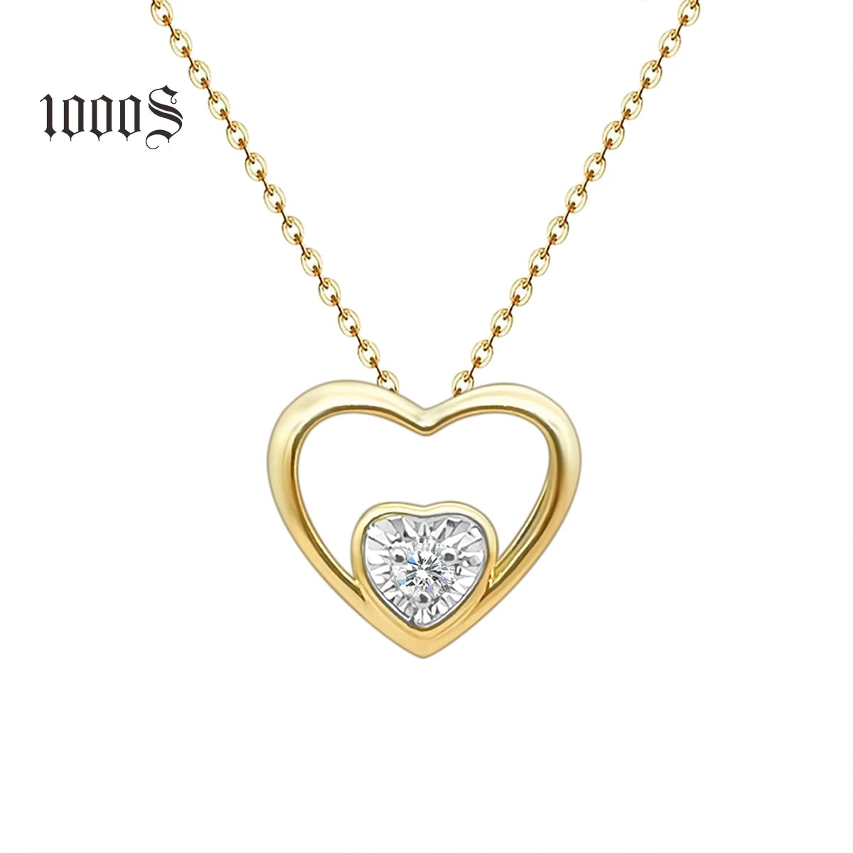Classic 18K Solid Gold Pendant Necklace Trendy Diamond Heart Shape Jewelry for Gifts and Weddings