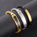 18K Gold Stainless Steel Men's Casual/Sporty Bracelet Custom Fashion Jewelry Bangles Vacuum Plating Bend Bar Pearl Chain