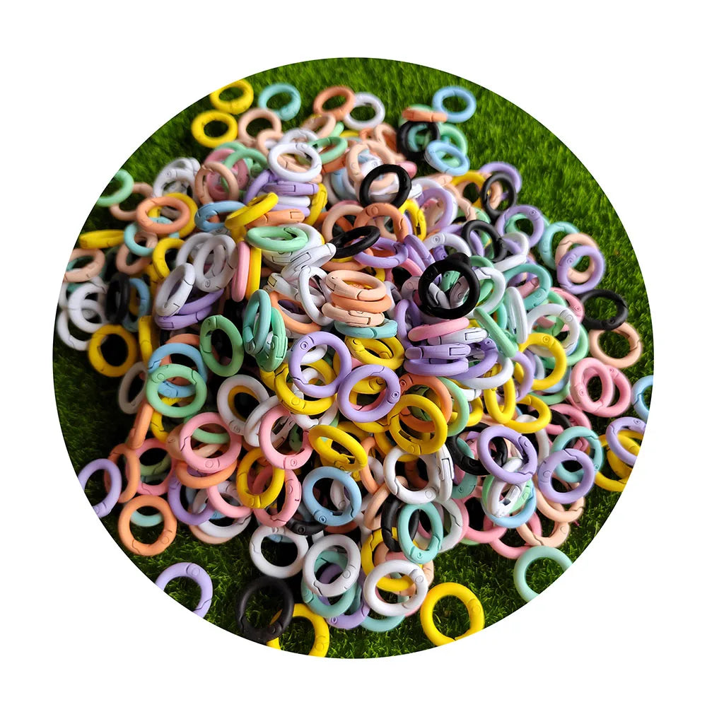 Hot Selling 100Pcs Pastel Color Metal O Ring Snap Hook Spring Gate Keyring Buckle Trigger Clasp Clip Connector DIY Accessory