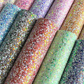 PU Faux Leather Roll Fabric with Reflective Sequins Chunky Glitter Various Colors for Shoe Hair Bow Bag Furniture Decorative Use