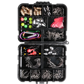 SNEDA 136PCS Fishing Accessories Set Jig Hooks Sinker Swivel Copper Pendant Fishing Gear Saltwater Fishing Set Kit