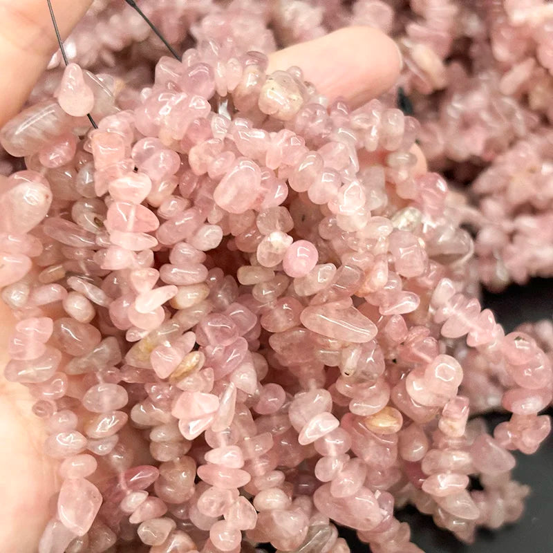Wholesale Natural Rose Quartz Chip Bracelet Healing Crystal Stretch Bracelet for Women Pink Gemstone Jewelry