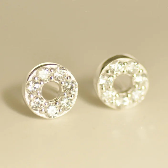 S925 Trendy Cute Round Diamond Sterling Silver Earrings Women's Wholesale Wedding and Anniversary Jewelry