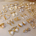 Luxury Flower Love Heart Bow Knot Pearl Earrings Retro Luxury Crystal Bridal Drop Earrings Party Wedding Jewelry Gifts
