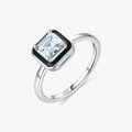925 Sterling Silver Engagement Wedding Bands Fine Jewelry High-Fashion Black Enamel Zircon Rings for Women