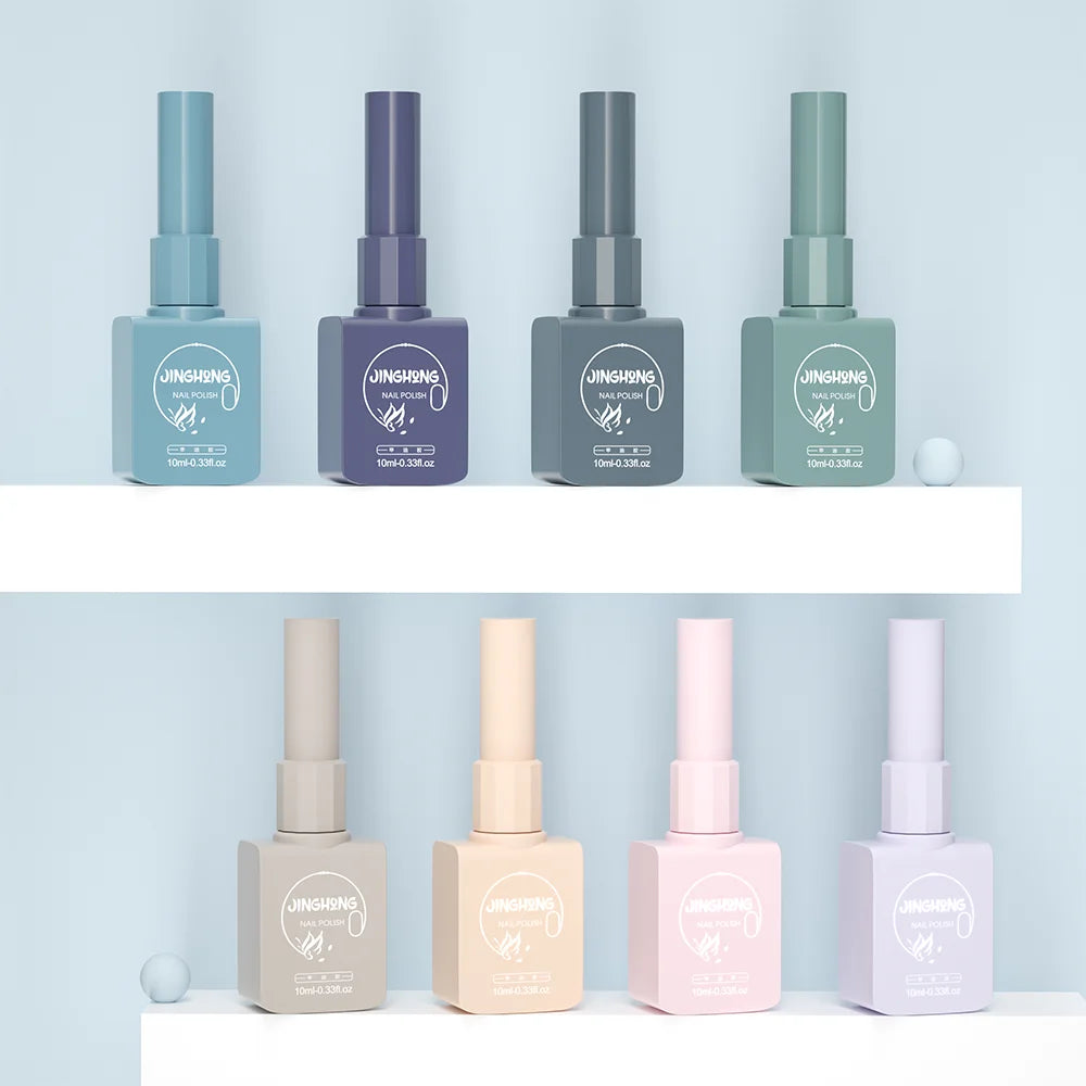 10ml Frosted Square Nail Polish Bottle Pastel Refillable Glass Container for Gel Lacquer Packaging
