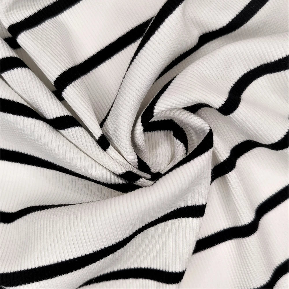 RTS Striped Heavyweight 320gsm Soft Texture Elastic Knitting Rib Fabric 65% Polyester 27% Rayon 8% Spandex Stretch Garment
