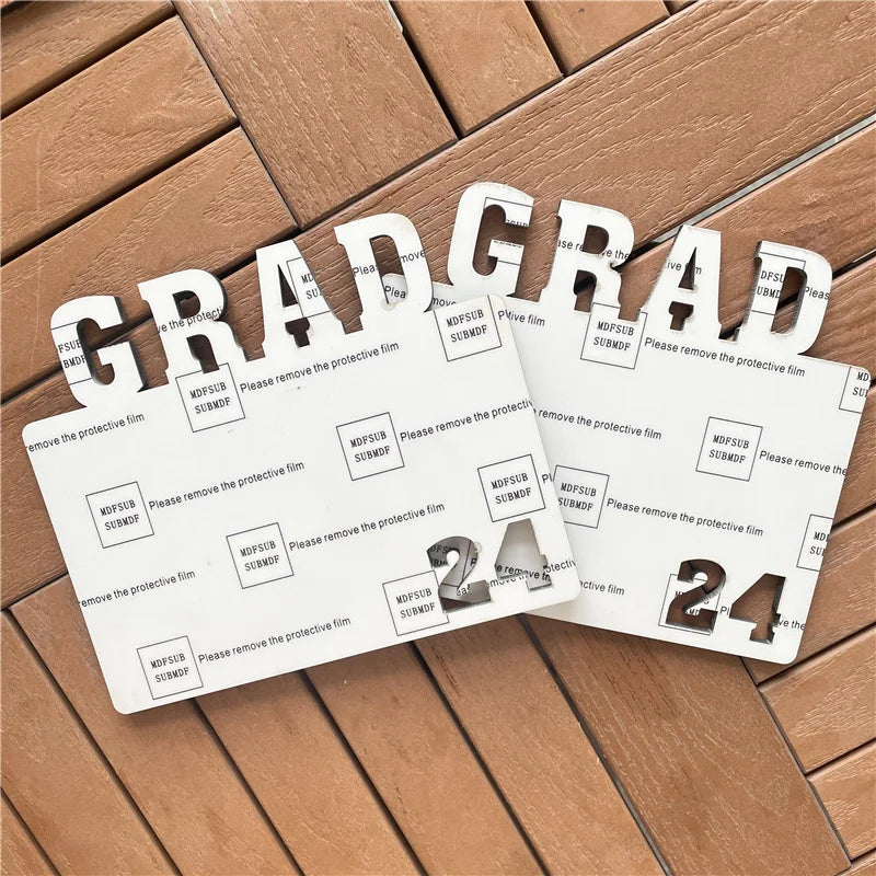 MDFSUB Hot Selling 5mm GRAD&2024 Subli Photo Frame Graduation Plaques Blank Sublimation Grad&2024 Mdf Photo Frame