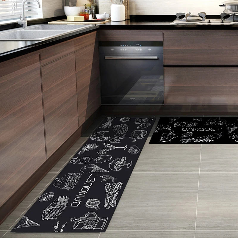 Custom Kitchen Carpet 2 Pieces Microfiber Area Runner Rugs Non-Slip Soft Kitchen Mat