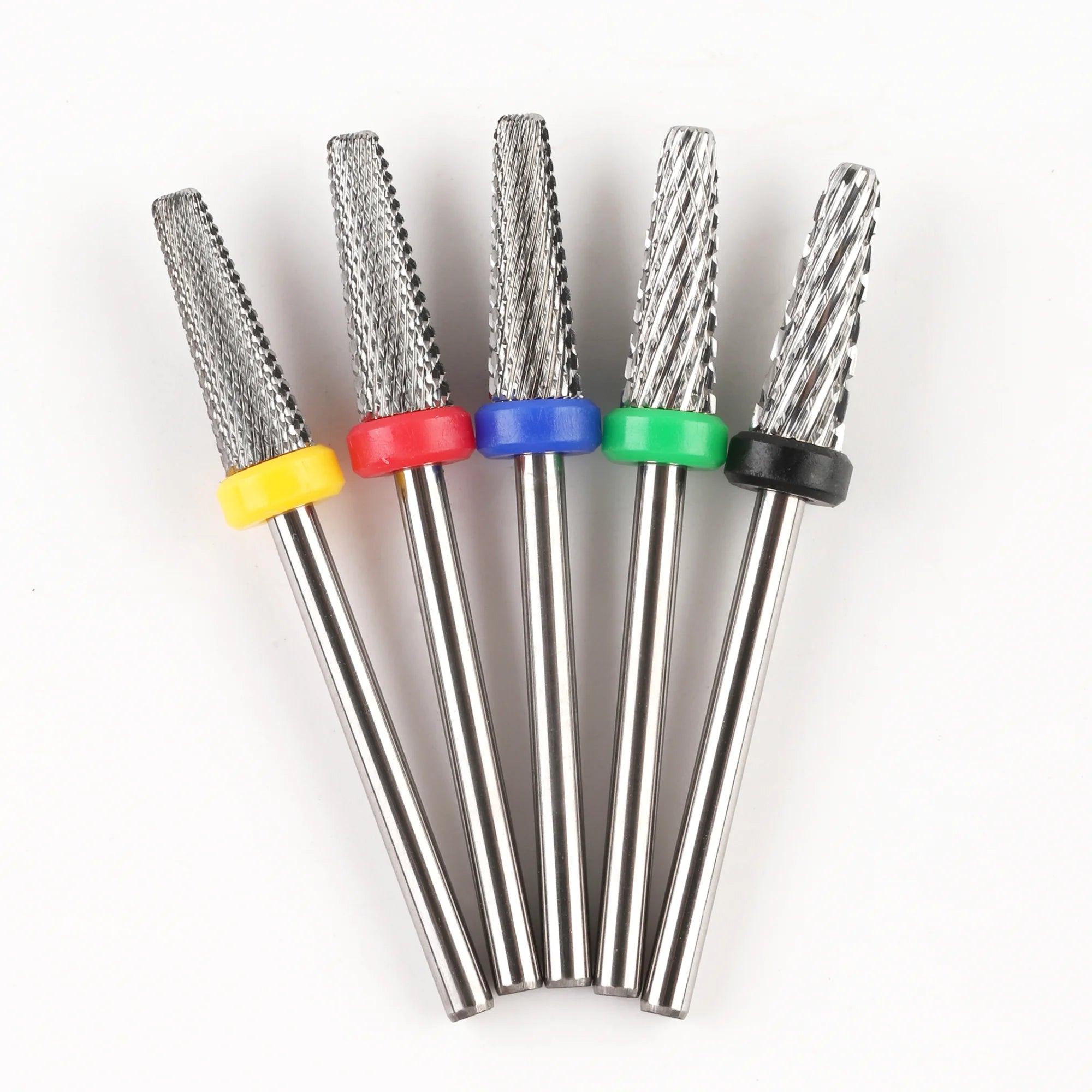 Mini 5-in-1 Nail Drill Bits Left and Right Hands Available Flat Top Tapered Tungsten Steel Alloy Drill Bits