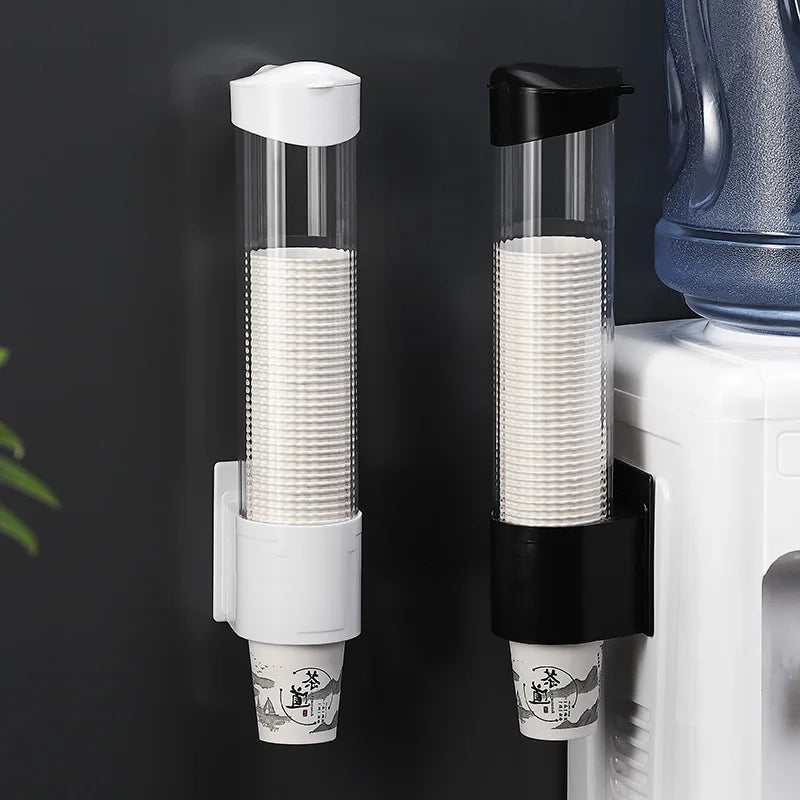 Wall Mounted Paper Cooler Cup Holder Home Kitchen Water Dispenser Cup Holder  Disposable Cup Anti-dust Storage Rack