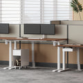 Modern Industrial Iron Adjustable Height Desk with Wood Top for Commercial Office Use