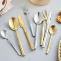 Wholesale Bulk 4 PCS Silver Gold Plated Modern Flatware Custom Spoon Fork and Knife Stainless Steel Cutlery Set