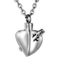 Stainless Steel Cupid's Arrow Aimed Heart Pendant Custom Necklace Ash Keepsake Memorial Locket Pet Urn Jewelry Urns Cremation