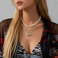 Simple Pearl Beads Chain with Broken Heart Pendant Necklace for Women Fashion Layered Necklace on Neck Accessories Jewelry Gifts