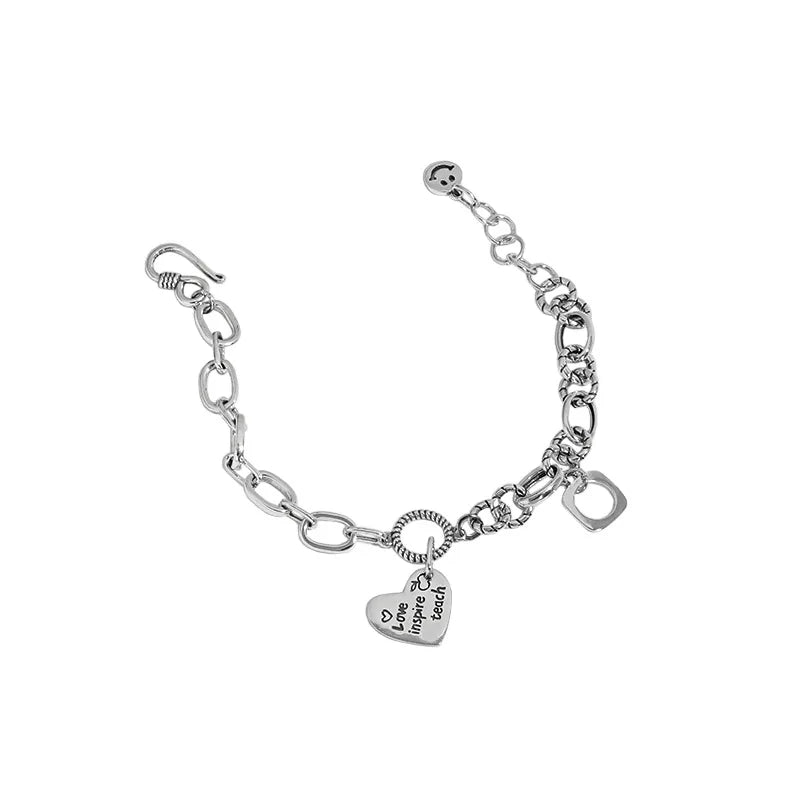 Wuqie Charms Bracelet 925 Silver Heart Pendant Custom Jewelry Vintage Bracelets for Women