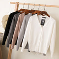 Women's Casual Cardigan Sweater with Button V-Neck Long Sleeve Thin Knitted Black and White for Autumn