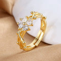 2023 New Arrival Four-leaf Clover Opening Adjustable Ring Luxury Personality Brass Zircon Ring for Women and Girls