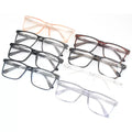 Durable Stylish Men's Rectangle Optical Eyeglasses Frames Solid Black with Orange & Brown Pattern Design CP Injection Plastic