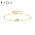 CZCITY Bling Charm Chain Link Silver Fine Jewelry Designer Sterling Gold Plated Girl Iced Out Bracelet