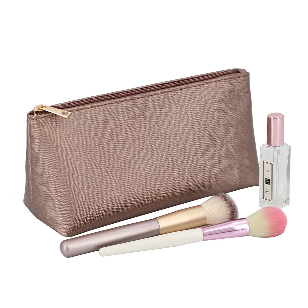 Eco PU Leather Makeup Brushes Storage Organizer Bag Custom Logo Cosmetic Toiletry Zipper Pouch for Promotion Gift OEM