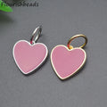 Fashion Jewelry Nickel Free Anti Fading Gold Plated Enamel Pink Heart Charm Pendants for Women Necklace Making