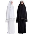 Traditional Modest for Jilbab Abaya Muslim Dress Solid Color Burqa Khimar for Jilbab 2-Piece Set Plus Size for Eid Prayer Abaya