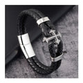 Newest High Quality Multy-Layer Braided Leather 316L Cross Jewelry Christian Men Genuine Leather Magnetic Clasp Bracelet
