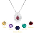 OL0853 Abiding Shield New Plating Tech Multi Natural Gemstone Engraving Water Drop 925 Sterling Silver Pendant