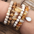 Women CustomJewelry Natural CZ Pic Jasper Gemstone Coconut Shell Crystal Glass Wood Bracelet Druzy Stack Bracelet Set