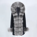 OFTBUY 2023 Women's Waterproof Winter Jacket Natural Fox Fur Collar Warm Parka with Hood Long Outerwear Streetwear Style
