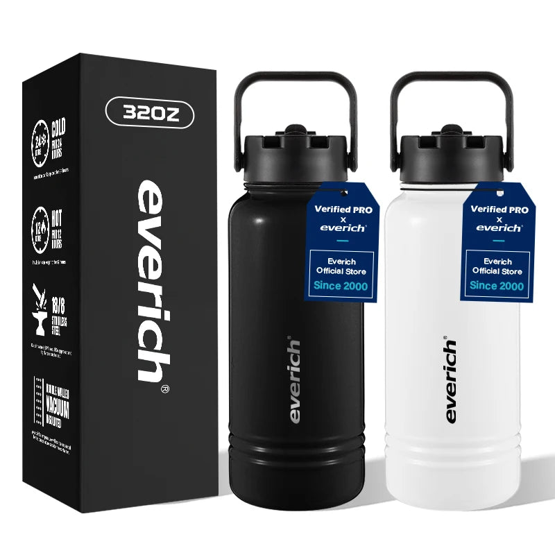Everich 18/8 Bpa Free Hot and Cold Custom logo 32oz Drinking Bottle Double Wall Vacuum Insulated Stainless Steel Water Bottle