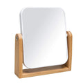 Dual-Sided Portable Table Desk Mirror Natural Bamboo Stand Modern Design Customizable Logo Double Magnifying Mirror Sustainable