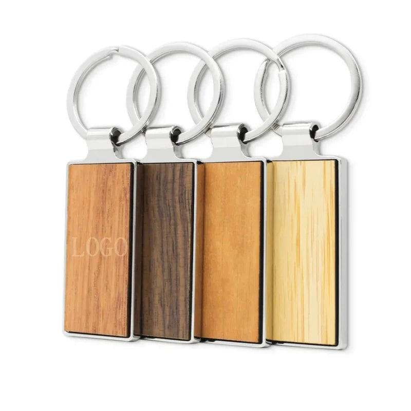 Sleutelhanger Leer Wooden Key Holder Steel Metal Bulk Wooden Keychain Blank Souvenir Wood Keychain for Engraving