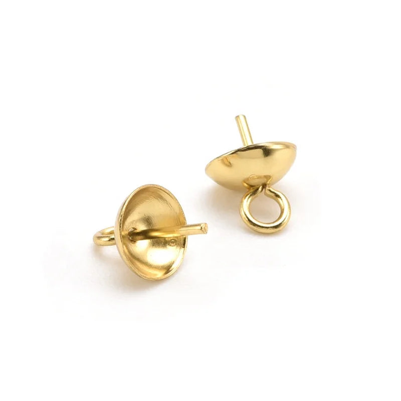 PVD 18k Gold Stainless Steel Pearl Holder Fresh Water Pearl Connector Pearl Charm Pendants Holder