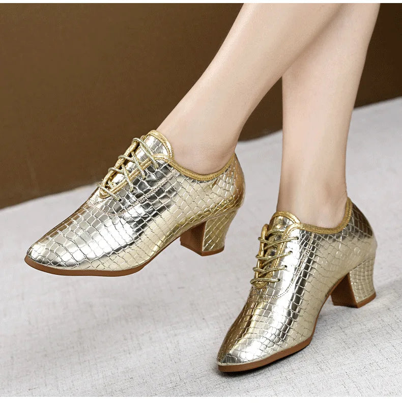 Golden 5cm Golden Latin Dance Shoes Soft Sole Heel Dance Shoes Ballroom Waltz Jazz Boots for Women
