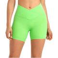 Women's Seamless Knitted Breathable Solid Color Cross Waist Peach Hip Yoga Shorts Running Fitness Three-point Pants