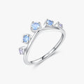 925 Sterling Silver Fine Jewelry Vintage Elegant Crown Rings Light Blue CZ Wedding Engagement Bands for Women