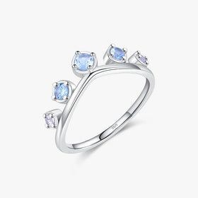 925 Sterling Silver Fine Jewelry Vintage Elegant Crown Rings Light Blue CZ Wedding Engagement Bands for Women