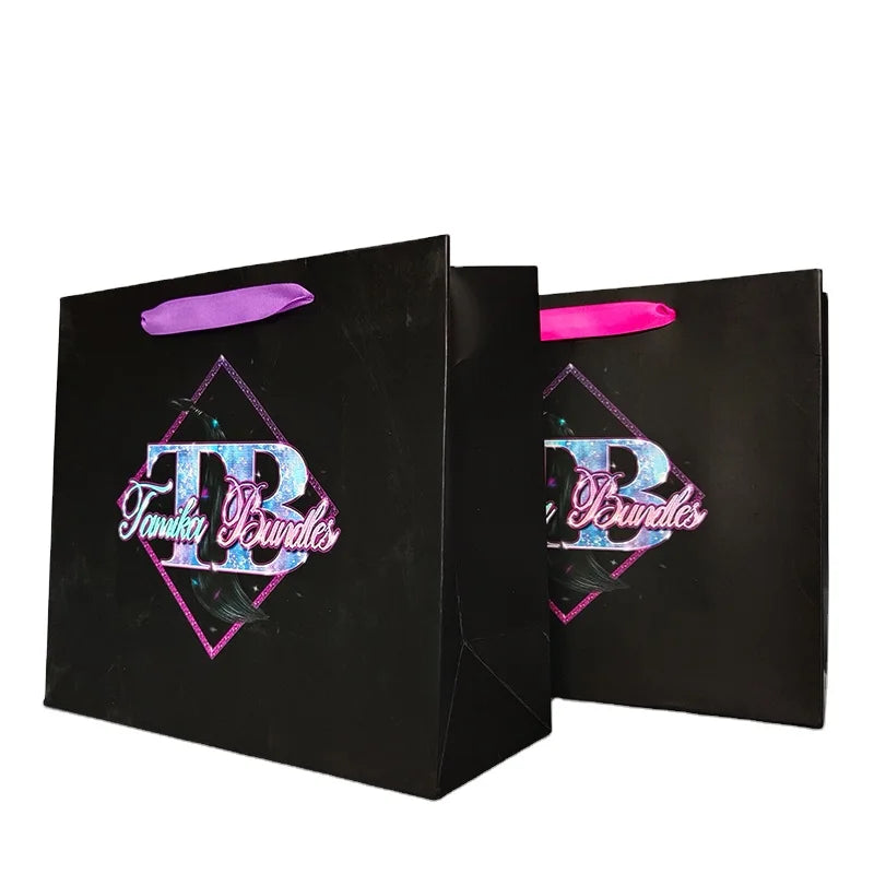 Customized Logo Print Luxury Cosmetic Jewelry Kraft Paper Bag Wholesale Gift Shopping Paper Gifts Bag with Ribbon Handle